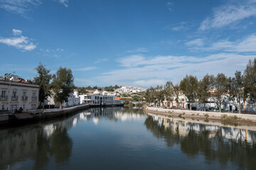 Fototapeta na wymiar View of city centre and Gilao River in Tavira Portugal