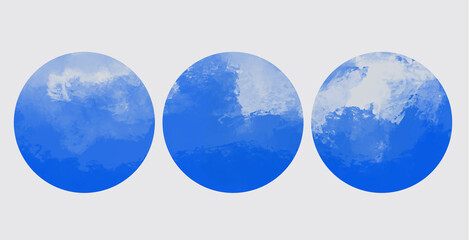 Vector hand drawn round background. Blue banner