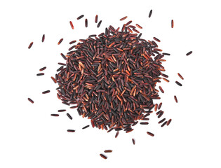 Riceberry Rice, Thailand Rice  isolated on white background. Top view