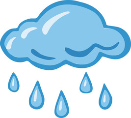 Rain cloud icon, blue. Vector illustration.