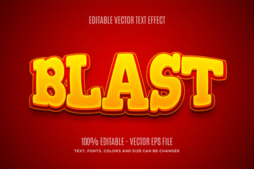 Editable 3d Blast Red & Yellow text effect. Easy to change or edit. Vector Illustration