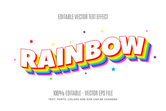 Editable 3d Rainbow Color Text Effect. Easy To Change Or Edit. Vector Illustration