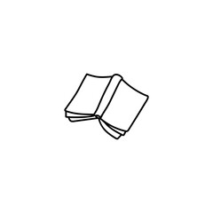 Single hand drawn open book. Vector illustration in doodle style. Isolated on a white background.