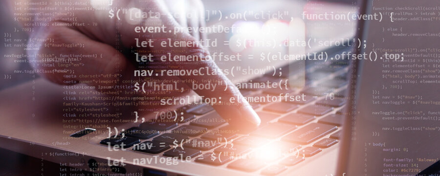 finger on laptop