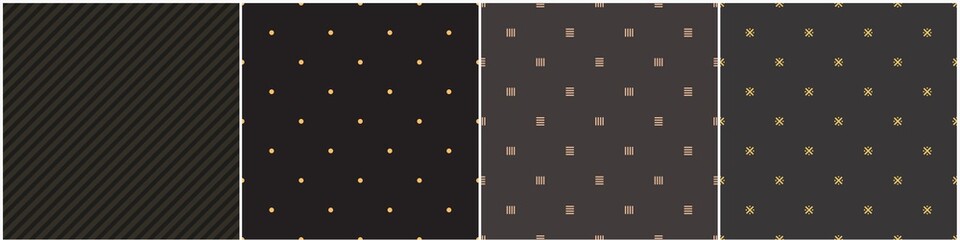 Collection of seamless geometric simple patterns. Elegant trendy repeatable backgrounds. Vintage minimalistic prints