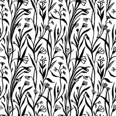 Seamless graphic  floral background. Hand drown dekorative print.