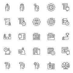 Business productivity line icons set