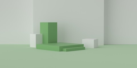 3D rendering of green geometry background image