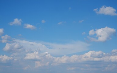 Blue sky and white clouds on natural daylight background