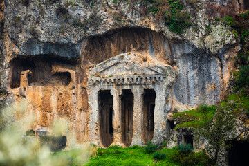 Image of the tomb of Bellerophon in the ancient Lycian city of Tlos, Turkey.