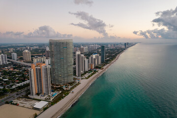 Aerial photo highrise towers on Miami Sunny Isles Beach FL