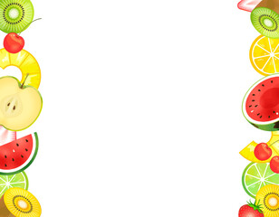 みずみずしい水彩風のフルーツベクターフレーム