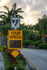 Photo of a speed limit radar sign