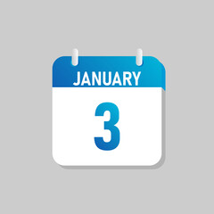 White daily calendar Icon January in a Flat Design style. Easy to edit Isolated vector Illustration.
