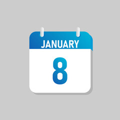 White daily calendar Icon January in a Flat Design style. Easy to edit Isolated vector Illustration.