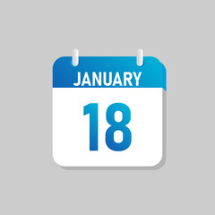 White daily calendar Icon January in a Flat Design style. Easy to edit Isolated vector Illustration.