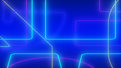 Abstract dark blue green and purple neon light gradient background.3d render illustration.