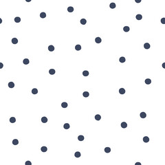 Polka dot, circles hand drawn vector seamless pattern. Circular geometrical simple texture. Monochrome round shapes on white background. Minimalist abstract wallpaper, background textile design
