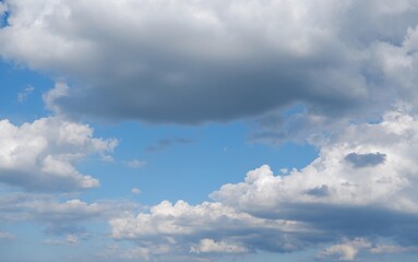 White clouds in bright sky on natural background.