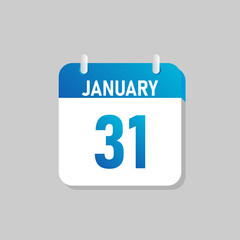 Fototapeta premium White daily calendar Icon January in a Flat Design style. Easy to edit Isolated vector Illustration.