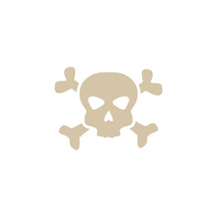 Ancient pirate Skull and Crossbones sign, flat vector illustration isolated.