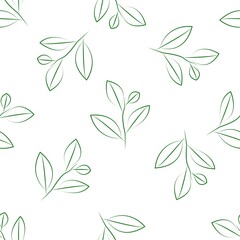 Patrón de ramitas verdes sin fondo. 