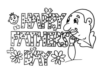 HAPPY FATHER'S DAY COLORING PAGE,CARTOON COLORING PAGE,FLOWER COLORING PAGE,