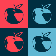 Pop art Apple icon isolated on color background. Excess weight. Healthy diet menu. Fitness diet apple. Vector