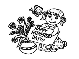 child with flowers father's day coloring page,flower vector,flower design,