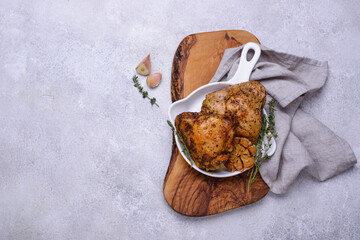 Grilled chicken thighs with garlic