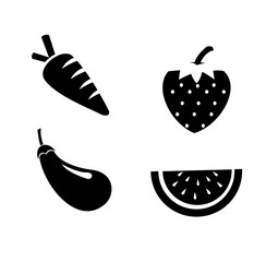 black fruits and vegetables icon vector