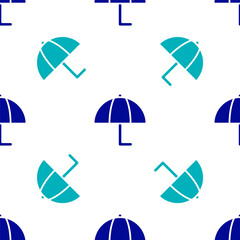 Blue Umbrella icon isolated seamless pattern on white background. Insurance concept. Waterproof icon. Protection, safety, security concept. Vector