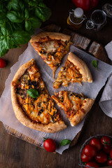 Traditional Italian pizza with cheese and mushrooms