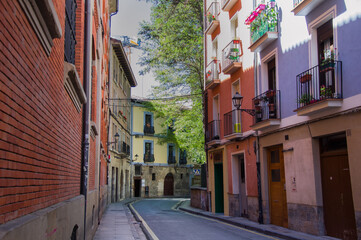 Fototapeta na wymiar colorful buildings in a European city street
