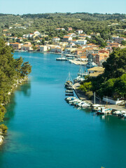 Yachts and boats in paxos harbour on the ionian greek island holiday resort. - obrazy, fototapety, plakaty