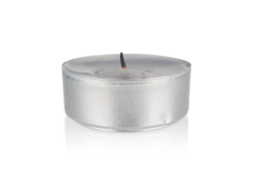 Wax candle close up isolated on white background