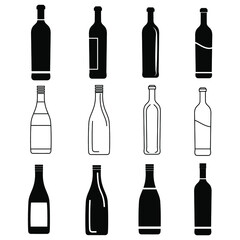 Wine bottle with wine glass icon. symbol set symbol vector elements for infographic web.