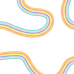 Abstract rainbow colour waves vector background. Geometric vibrant wavy stripe backdrop. Groovy multicoloured curved stripes wallpaper. Hippie positive boho vibes aesthetic graphic design.