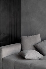 Grey comfy couch standing in living room