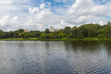 Panoramic view of embankment in Lyublino Park