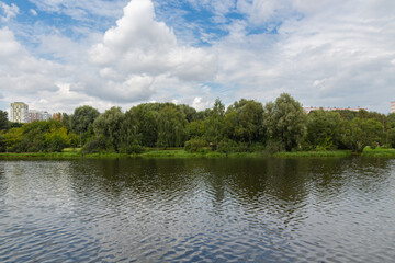Panoramic view of embankment in Lyublino Park