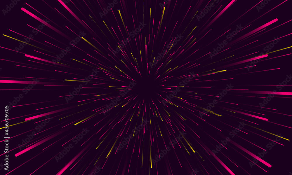 Poster Speed lights abstract background travel through time and space. Fast movement hyper speed backdrop. Motion lines abstract futuristic vector background.