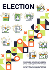 Election brochure. Voting template. Flyer, magazine, poster, book cover, booklet. Vote concept. Democracy. Parliamentary elections infographic concept. Layout illustration page with icons