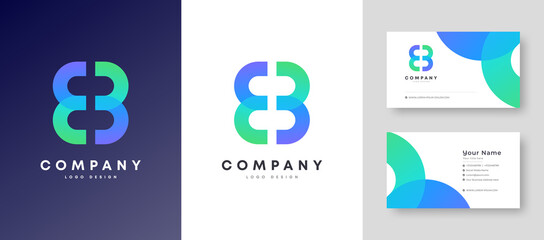 Flat minimal Colorful Initial EB BE Logo With Premium Corporate Stylish Business Card Design Vector Template for Your Company Business
