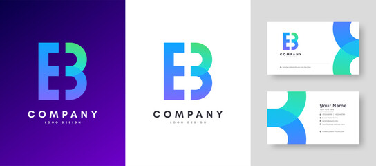 Flat minimal Colorful Initial EB BE Logo With Premium Corporate Stylish Business Card Design Vector Template for Your Company Business © gdrony