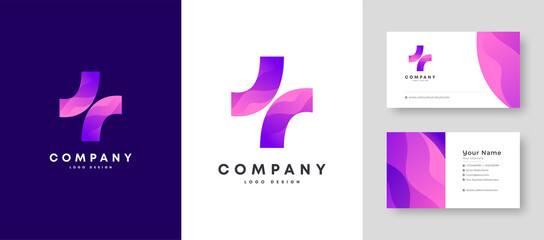 Colorful Initial Health Care Plus + Logo With Premium Corporate Stylish Business Card Design Vector Template for Your Company Business