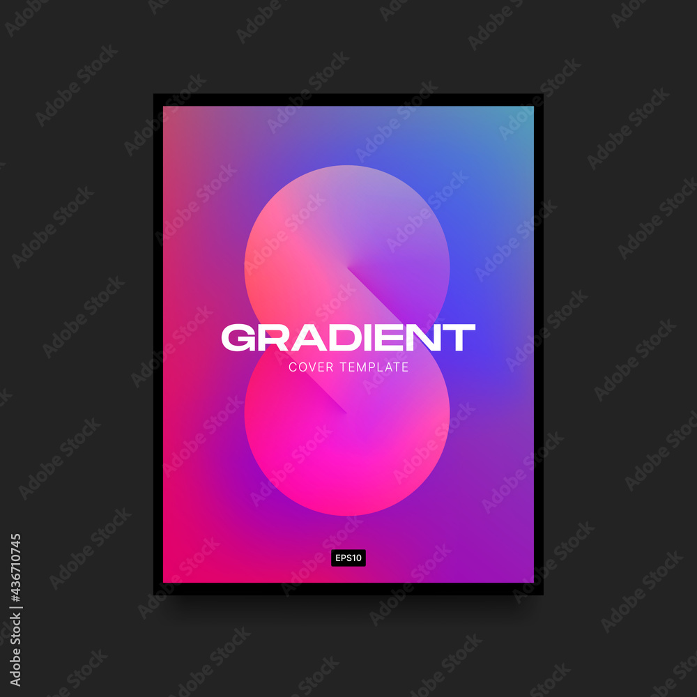 Wall mural pink and blue vertical cover. violet gradient template with infinity symbol. vector illustration