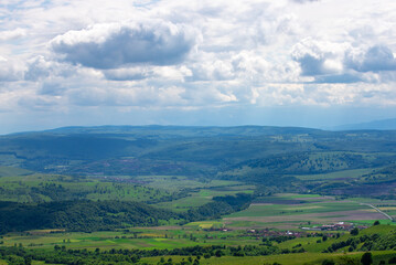 landscape with hills on a cloudy day