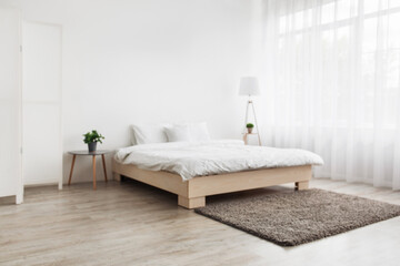Simple modern bedroom interior, contemporary minimalist design