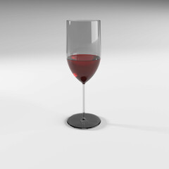 rendering of a 3d model of a glass with wine on a white background